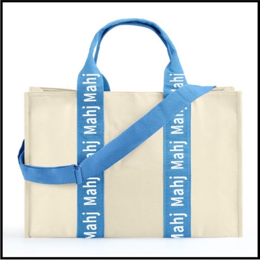 Thickened Canvas Mahjong Carrying Tote Bag with Lining for Game Enthusiasts